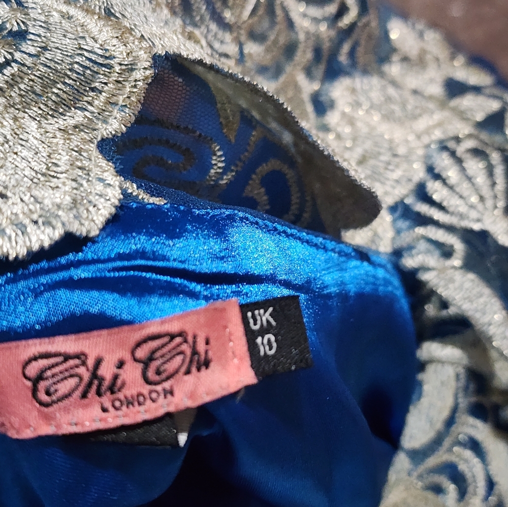 Chi Chi London Royal Blue and Cream Lace Kids Dress - Picture 5 of 6